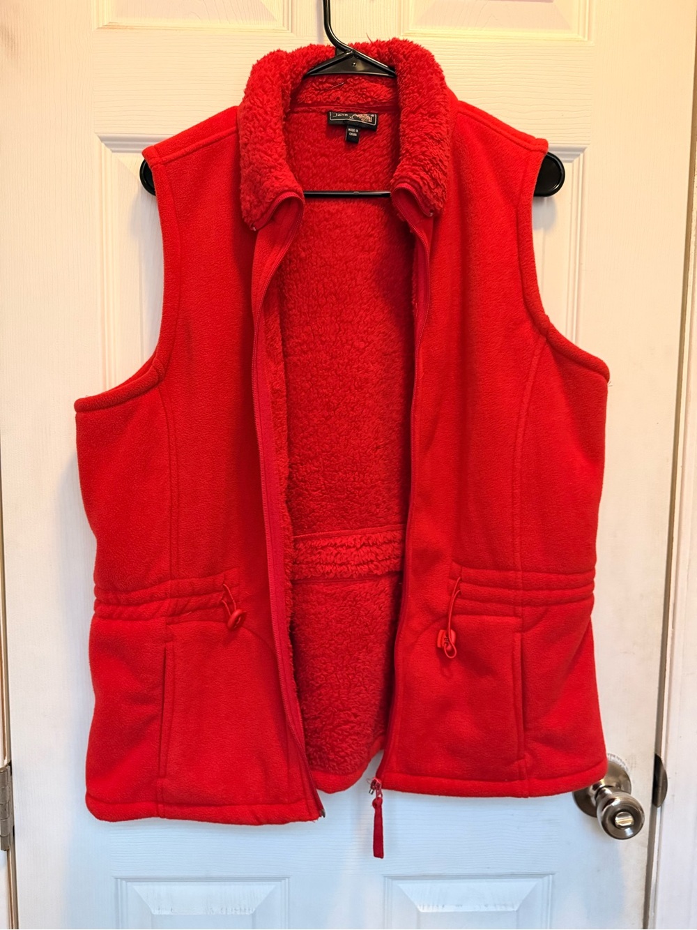 Jane Ashley Bright Red Sherpa-Lined Fleece Vest